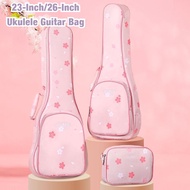 26-Inch Ukulele Bag 23-Inch Pink Cherry Blossom Guitar Bag Thickened Ukulele Backpack Portable Guita