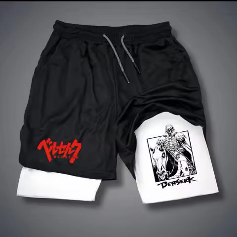 Men's Sports Fake 2 Piece Pocket Training Shorts Lightweight Mesh Breathable Double Layer with Inner