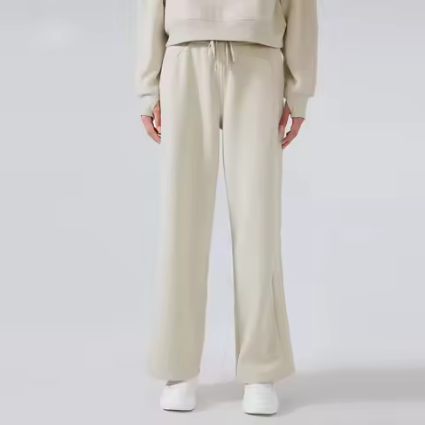Lemon Winter Fleece Warm Fitness Sweatpants Women Commuter Versatile Straight Loose Casual Trousers 