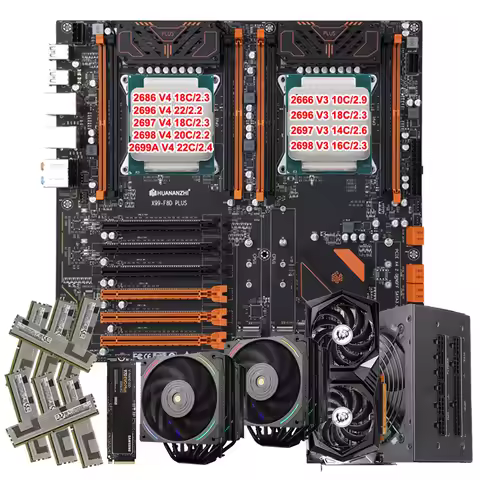 X99-F8D PLUS Motherboard CPU 2*2696 V3 2686 2699A V4 RAM 8*64G DDR4 RECC 3D Modeling Video Rendering