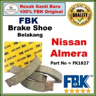 Nissan Almera - FBK Rear Brake Shoes / Brake Shoe Belakang (  FK1827 )