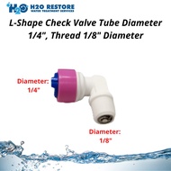 Reverse Osmosis Fittings ST007-A L-Shape Check Valve Tube Diameter 1/4", Thread 1/8"