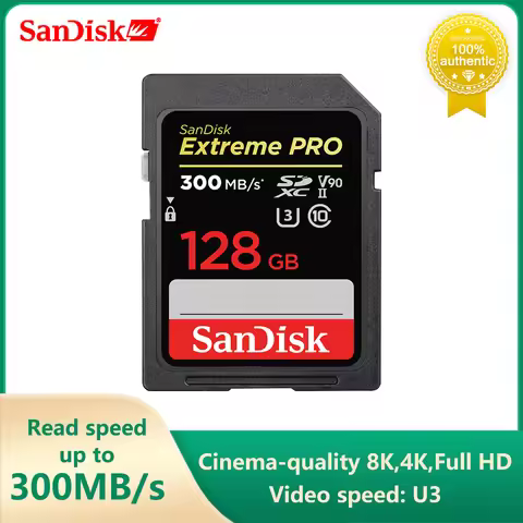 SanDisk V90 Memory Card Extreme PRO SDHC SDXC UHS-II Cards 300MB/s 128GB 64GB 32G U3 Flash SD Card F