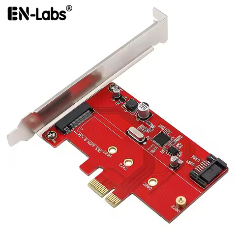 PCIe X1 to M.2(NGFF)+SATA 6G (HDD/SSD) w/ Standard Profile Bracket,ASM1061 PCI-Express to B Key M.2 