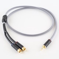 發燒級3.5一分二rca音頻線【M152】鍍銀神經線 電腦手機接擴大機