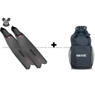 (FREE SEAC DRY BAG) SEAC Sub Motus Black Fins - Apnea Spearfishing Free Diving Fullfoot Full Foot *O
