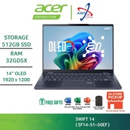 ACER Swift 14 SF14-51-50EF / SF14-51-716M AI Laptop (U5-226V 16GDR5/U7-258V 32GDR5/14" WUXGA OLED Wi