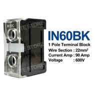 IN60BK + IN60C 90A 22mm 1 Pole Din Rail Terminal Block with Cover
