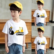 Happy Baby 1/2/3/4/5/6/7/8th Excavator Birthday Children Truck Birthday Number Cartoon T Shirt Baby 