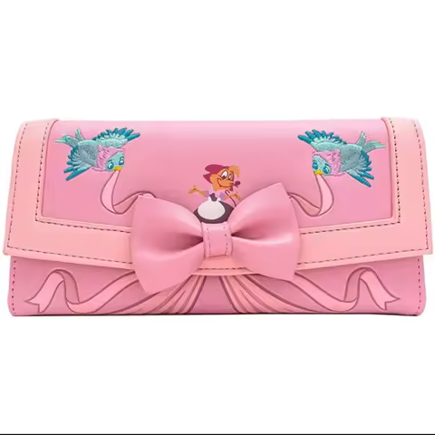 New Disney Loungefly Cinderella 70th Anniversary Pink Dress Flip Purse Women's Handbag Handbag Card 