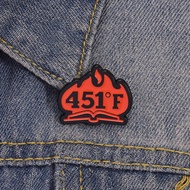 Fahrenheit 451 Burning Book Enamel Brooch Fashion Clothing Accessories Backpack Badge Jewelry Gift