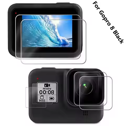 6Pcs Camera Lens Tempered Glass Film HD Screen Protector Dustproof Protective Film for GoPro 8 Sport