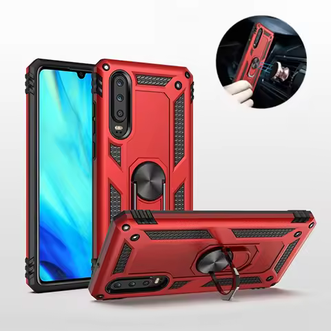 For Huawei P20 P30 Lite Pro Case Luxury Shockproof Armor Magnetic Car Holder Ring Phone Case For Hua