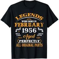 Men's cotton T-shirt 70th Birthday Gift Legend Born in February 1956 70 Yrs Old T-Shirt
