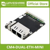 Waveshare Mini Dual Gigabit Ethernet Base Board USB 2.0 Raspberry Pi CM4 Carrier Board, Router Board