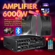Bluetooth 6000W Power Amplifier Audio Mixer Amplifier Stereo USB HiFi Power Audio Mixer 2CH Bluetoot