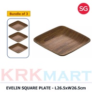 EVELIN SQUARE PLATE - L26.5xW26.5xH2cm (Bundle of 3)