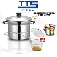 (TTS MALL) Keluli Tahan Karat Pelbagai Kegunaan Mengukus dan Menggoreng Periuk Memasak Peralatan Dap