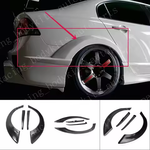 Car BodyKits For Honda Civic FD2 Rear Wider Fender Flares Panel Bodykits 4Pcs FRP Unpainted