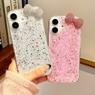 Full Glitter Pink / Silver Case with Sparkling Ribbon ALL PHONE TYPES TPU Samsung A56 A36 A35 A25 A5