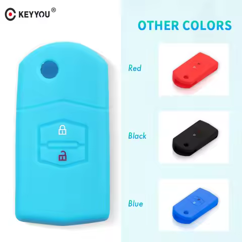 KEYYOU 2 Buttons Silicone Remote Fob Flip Key Case Cover For Mazda M2 3 5 M6 8 Speed CX-5 CX7 CX-9 M