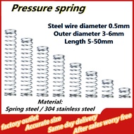 【AZY】5pcs SUS304 spring steel d0.5mm OD3-6mm pressure spring length 5-50mm compression spring
