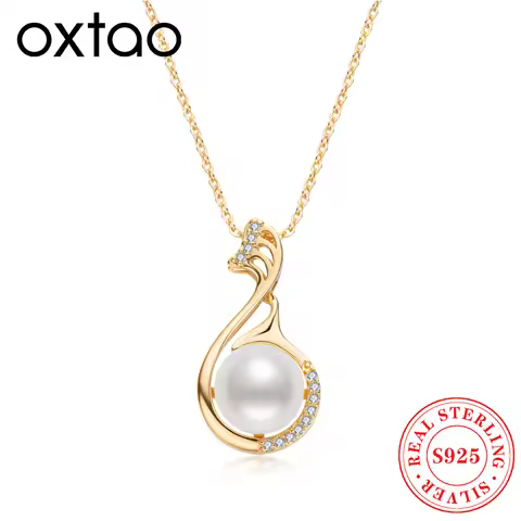OXTAO 14K Gold Filled 9.5-10mm Natural Freshwater Pearl Necklace Luxury Fashion Jewelry Elegant Fema