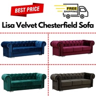 OL HOME Lisa Series Velvet Fabric Sofa Set 1/2/3 Seater Chesterfield Sofa