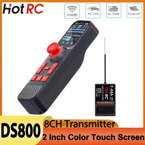 HOTRC DS-800 DS800 8CH 2.4G Radio System Transmitter Touchable Color Screen Remote Control F-08A F-0