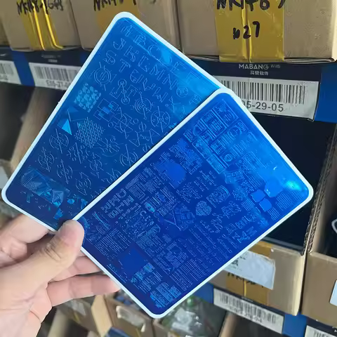 Large Size 14.5*9.5cm Newspaper Image Nail Stamping Plate English Letter Geometry Line Template Mold