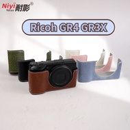 Retro PU Leather Half Case Ricoh GR Mark IV GR3X Camera Body Protective Base Bag Ricoh GR4 GR3X Batt
