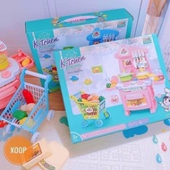 Cooking Kitchen Toy Set With Supermarket Trolley For Baby