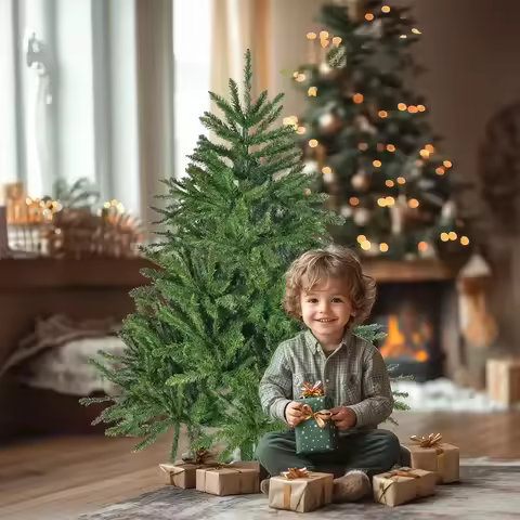 4.5 Ft Artificial Christmas Tree Premium Hinged Spruce Tree Metal Stand 663 Full Xmas Tree Holiday I