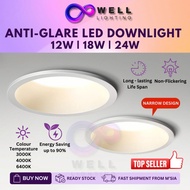 LED Recessed Downlight AntiGlare 12W 18W 24W Lampu Siling Rumah Round Square Down Lights Home Room C
