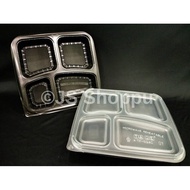 4 Compartment Lunch Box (50pcs±) BX SQ4C / Disposable PP Lunch Box / Kotak Nasi / SQ 4C