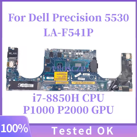LA-F541P Notebook Mainboard For Dell Precision 5530 Laptop Motherboard with I5 i7 i9-8th Gen CPU GTX
