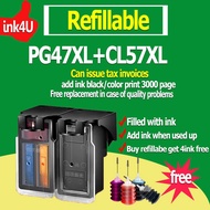 ㍿Canon PG 47 CL57 ink PG47XL CL57XL ink Cartridge refillable compatible for Canon E400/E410/E460/E4