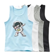 2023เสื้อผ้าเด็กหัดเดินผ้าฝ้ายเสื้อแขนกุดการ์ตูนแขนกุดสำหรับเด็กผู้ชายเสื้อกล้ามนักบินอวกาศเด็กเล็ก