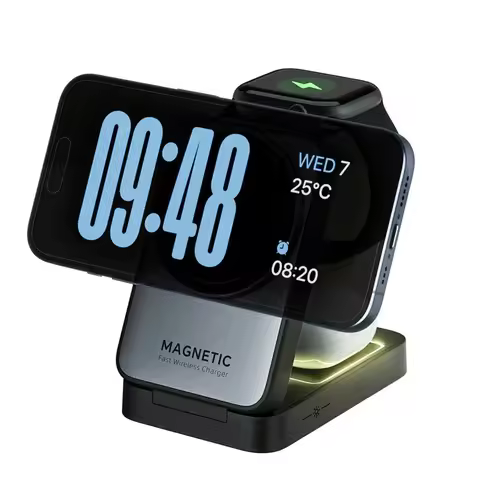 Foldable 3 In 1 Magnetic Wireless Charger Stand For Magsafe iPhone 16 15 14 13 12 Apple Watch 2-8 SE