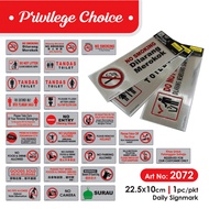 1/2 2072 - Cactus Daily Signmark Signage Signmark No Entry Toilet No Parking No Smoking CCTV Flush T
