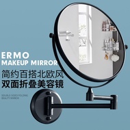 Punch-Free Cosmetic Mirror Bathroom Wall Hanging Wall Sticker Hotel Double-Sided Hairdressing Mirror Retractable Folding