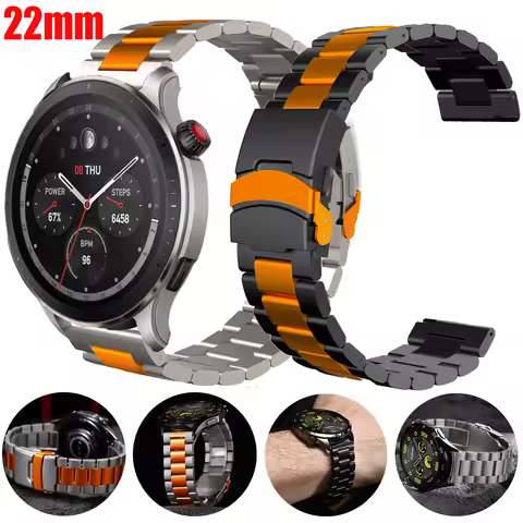 22mm Stainless Steel Strap For Amazfit GTR4 GTR3 GTR2 GTR2E 47mm Bip5 Metal Bracelet For Huami Amazf