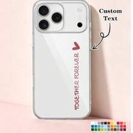 1 ชิ้น เคสโทรศัพท์แบบใสครอบคลุมเต็มรูปแบบพร้อมช่องกล้อง ลายหัวใจที่ปรับแต่งได้และชื่อที่กำหนดเอง เหม