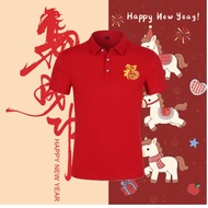 Baju polo Happy New Year 2026 CNY Year of Horse New Year Family polo Shirt#29 S-3XL