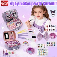 Real Kuromi Makeup Bag Set Birthday Gift Makeup Dressing Box Set DIY Safe Cosmetic Kit Toys Girl Kid