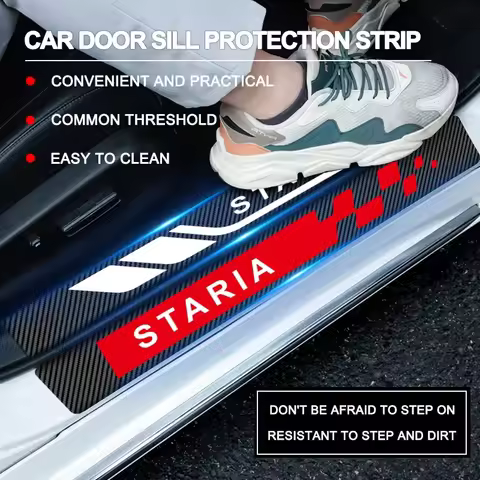 4pcs Car Door Sill Protector Carbon Fiber Sticker Anti Scratch For Hyundai Staria 2023 2022 2021 Acc