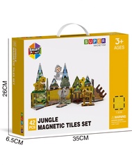 พร้อมส่ง!! แผ่นตัวต่อแม่เหล็กชุด Jungle 42 ชิ้น MAGNETIC TILES ของเล่นเสริมทักษะและพัฒนาการ