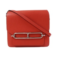 HERMES Evercolour皮革Roulis Mini銀扣肩背袋Rouge Tomate