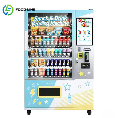 Snack Vending Machine Commercial Beverage Snack Combo Automatic Refrigerated Retail Store Kiosk Cust