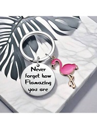 1入火烈鳥鑰匙扣，提醒您不要忘記自己的獨特魅力鑰匙圈，字母鑰匙鏈適用於女孩禮物，感恩節，情人節，結婚週年紀念日男士街頭風尚禮物